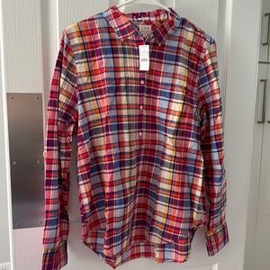 J Crew Boy Fit Plaid Cotton Button Down
